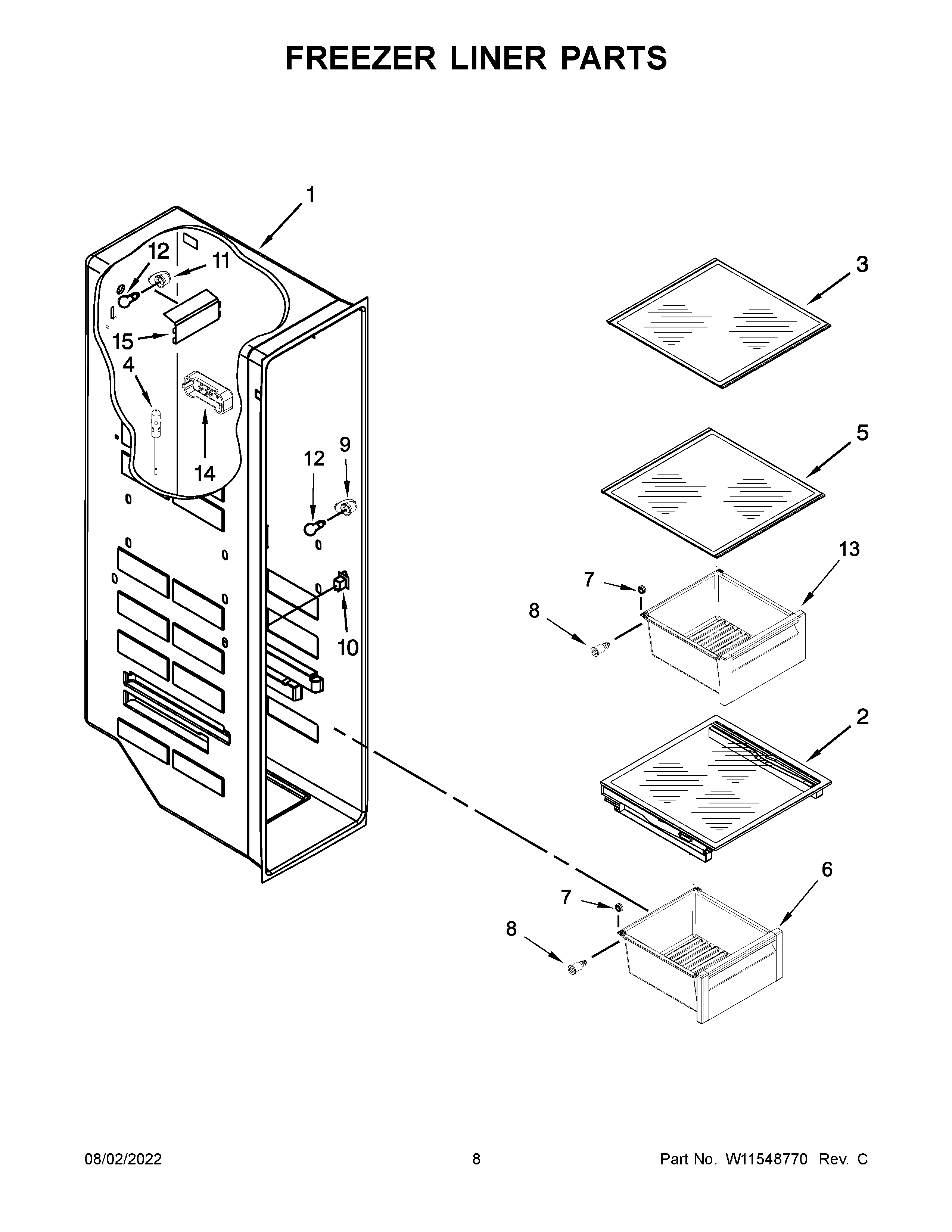 Freezer liner parts