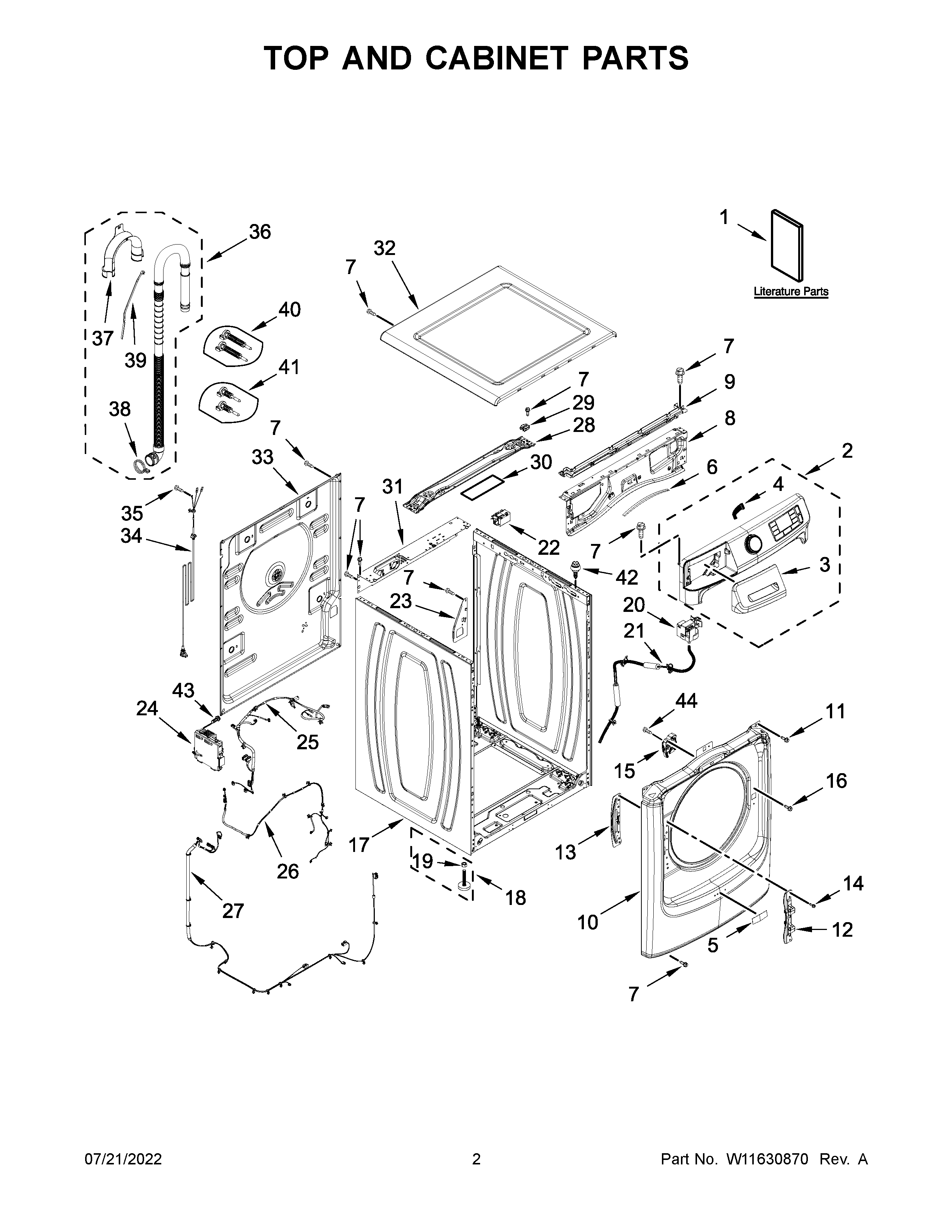 Top and cabinet parts