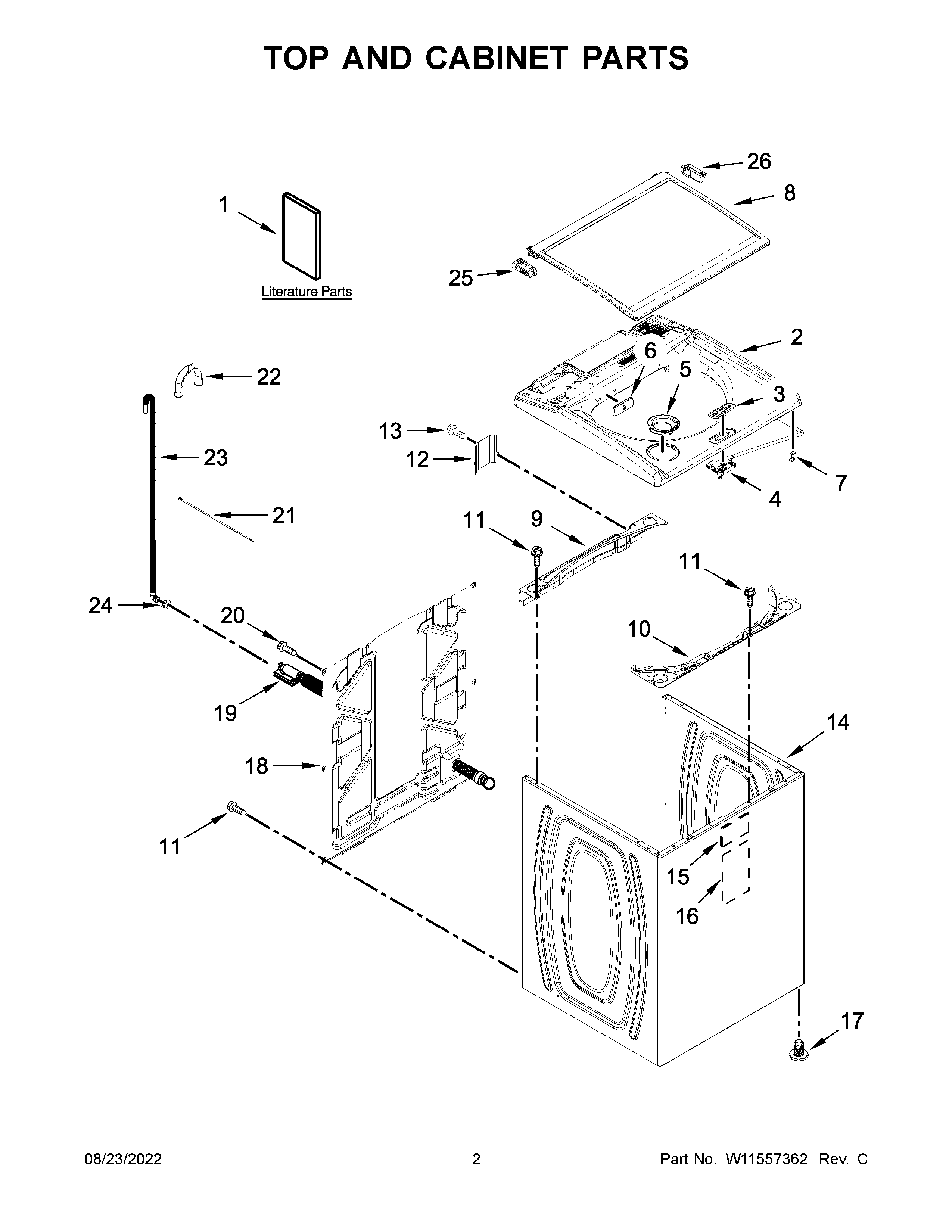 Top and cabinet parts