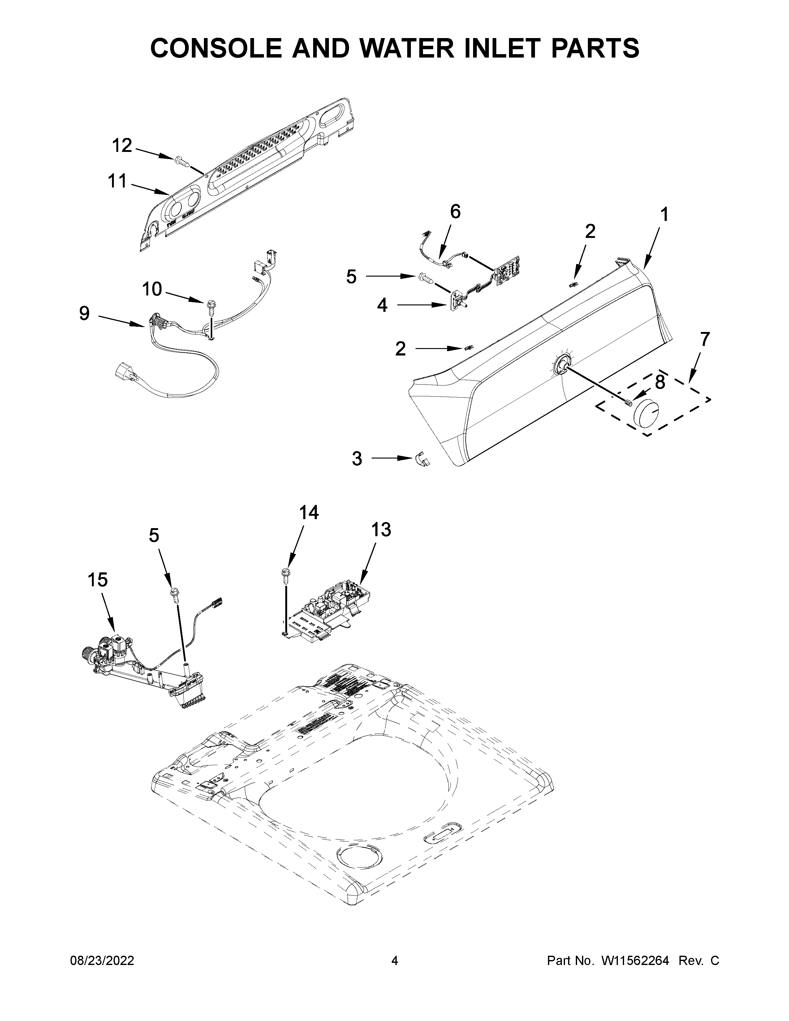 CONSOLE AND WATER INLET PARTS