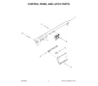 Whirlpool WDT530HAMM0 control panel and latch parts diagram