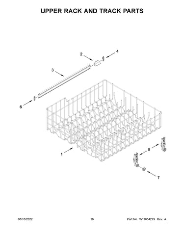 Upper rack and track parts