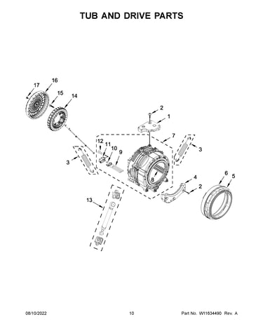 Tub and drive parts