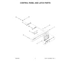 Amana ADB1400AMS0 control panel and latch parts diagram