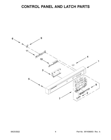 Control panel and latch parts