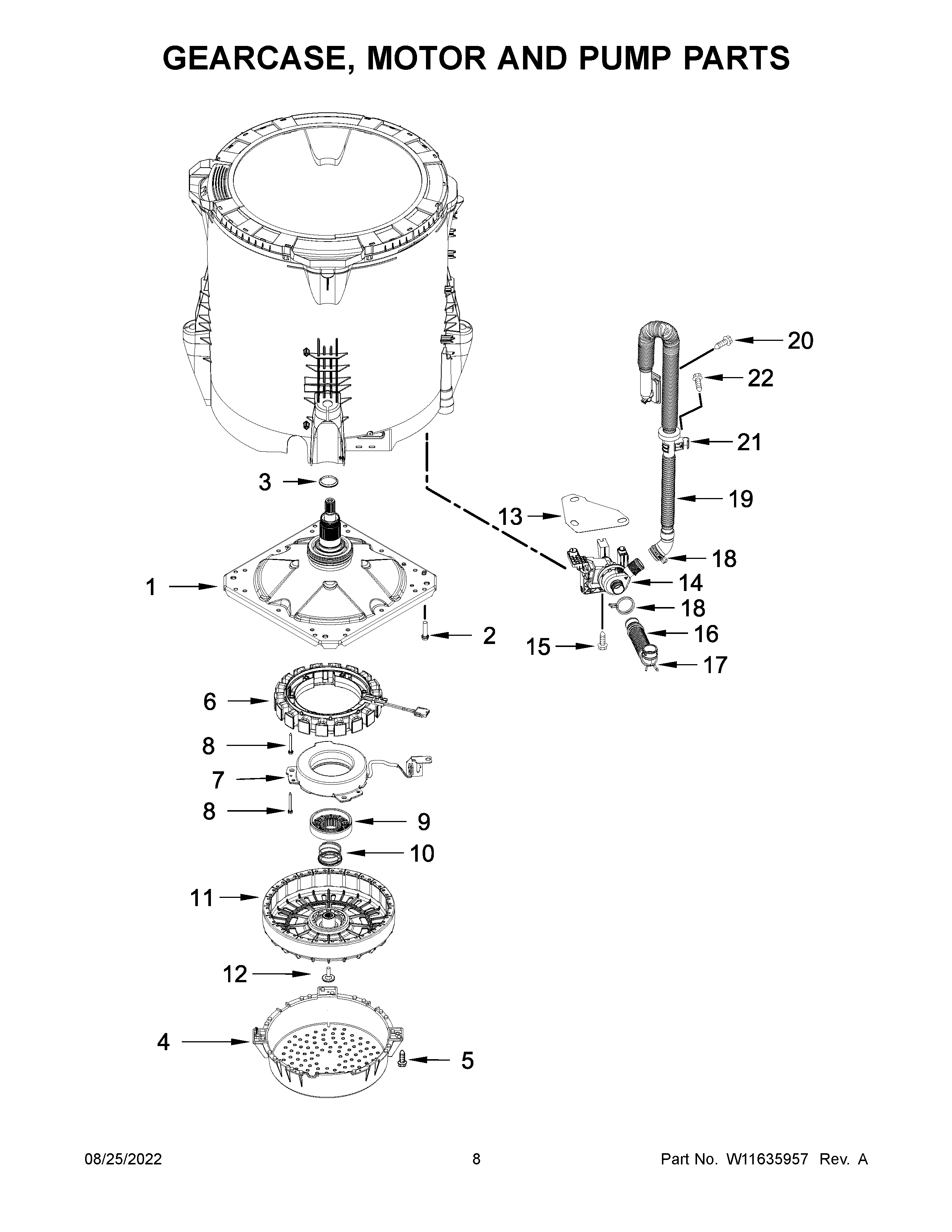 GEARCASE, MOTOR AND PUMP PARTS