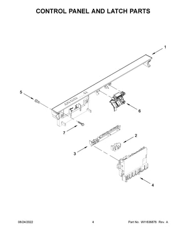 Control panel and latch parts