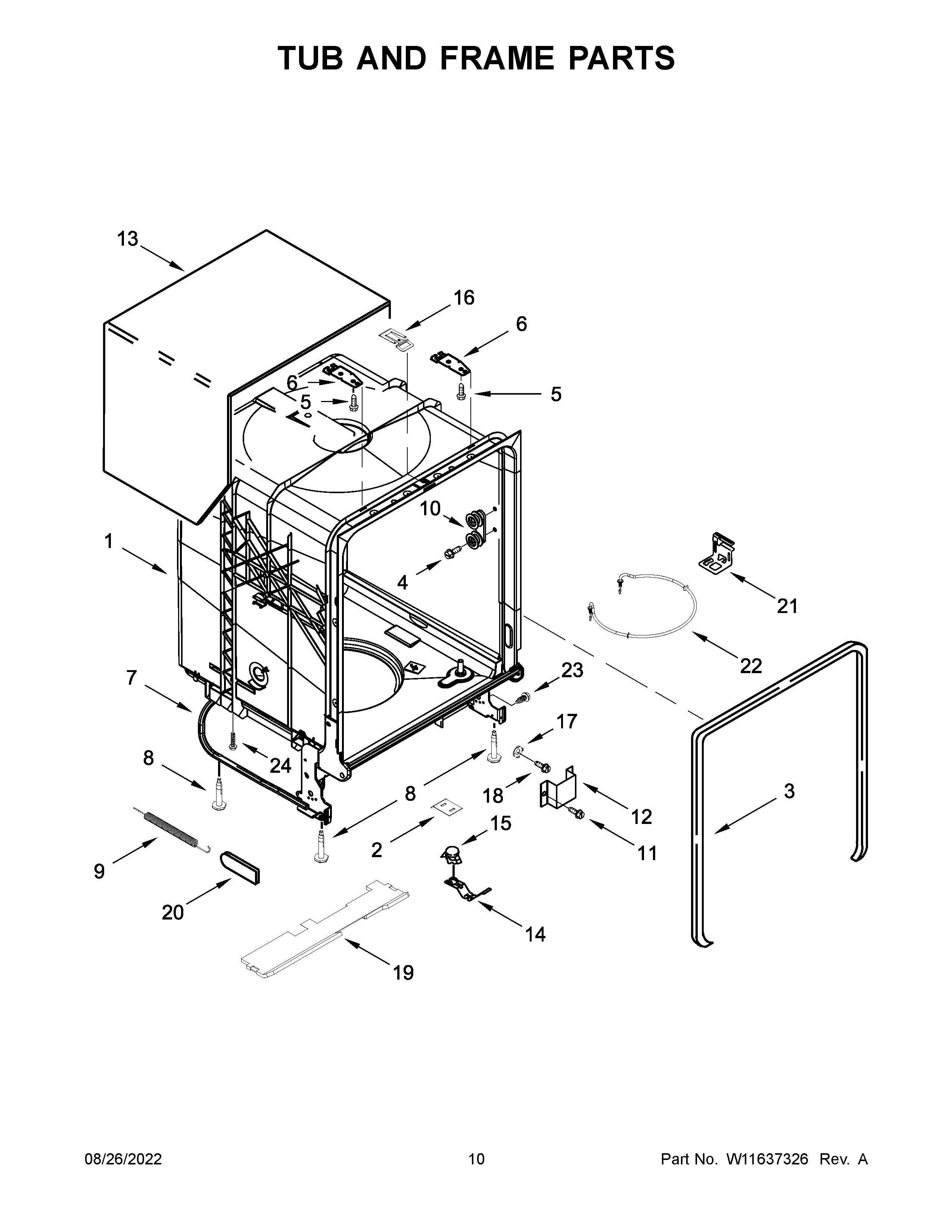 Tub and frame parts