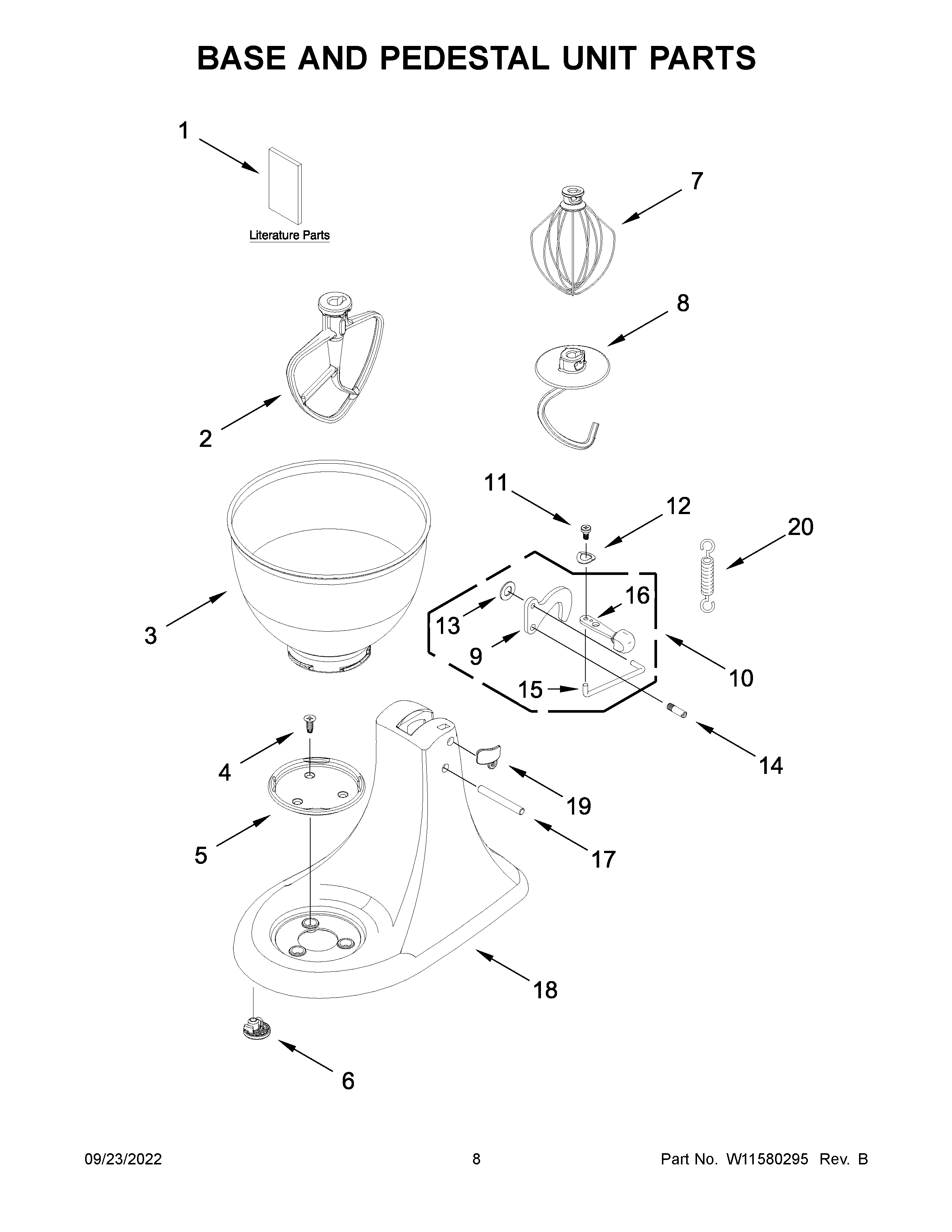 Base and pedestal unit parts