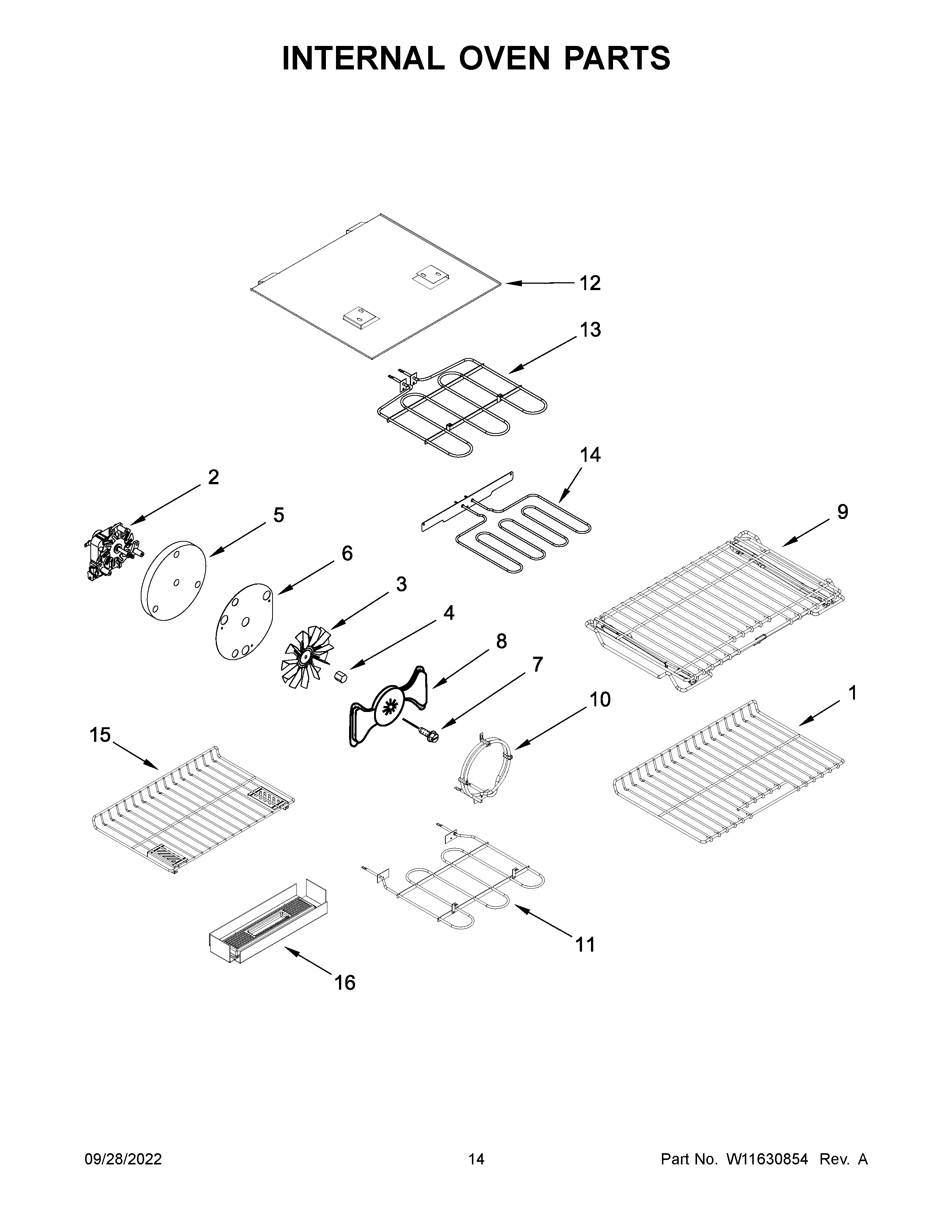 Internal oven parts