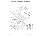 KitchenAid KFGC558JSS05 cooktop, burner and grate parts diagram