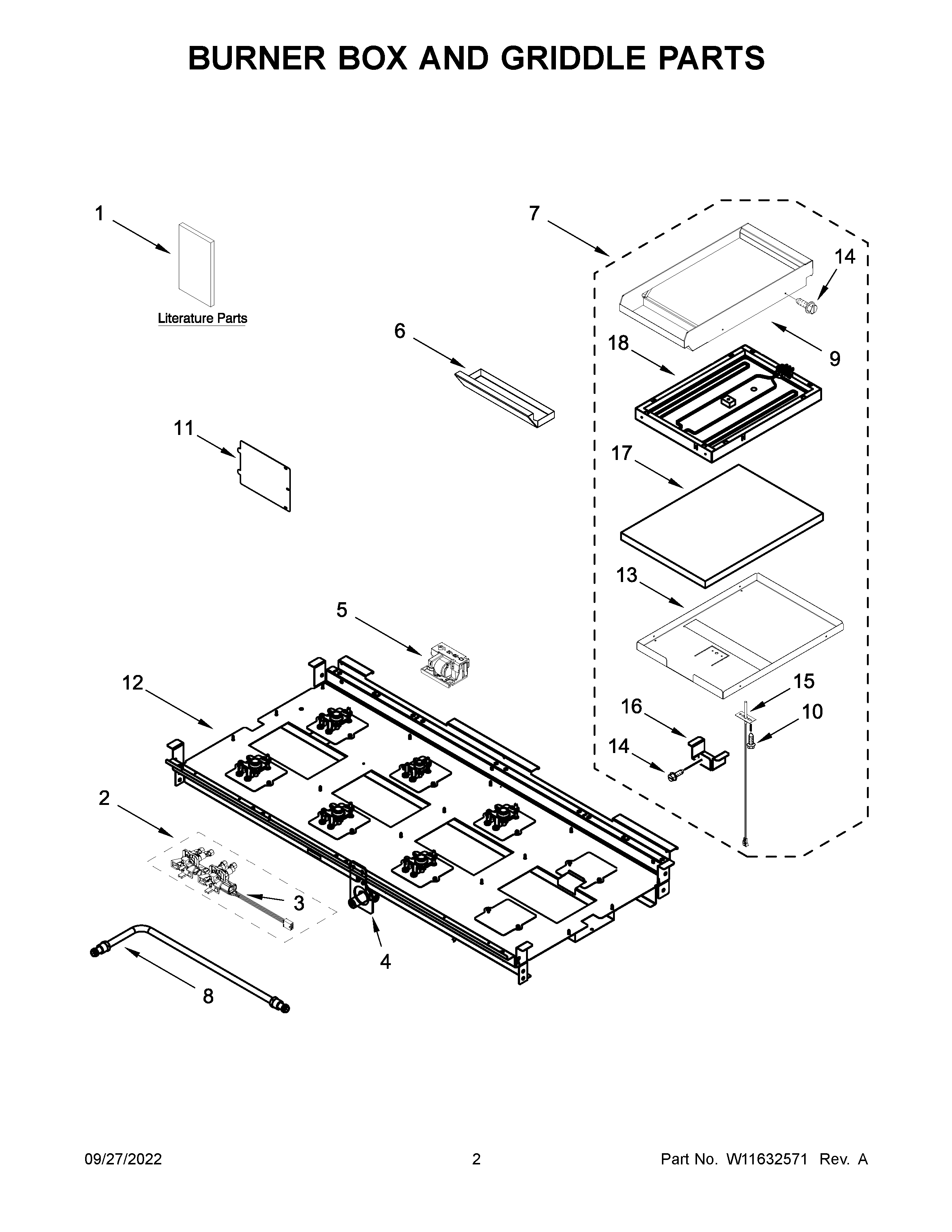 Burner box and griddle parts