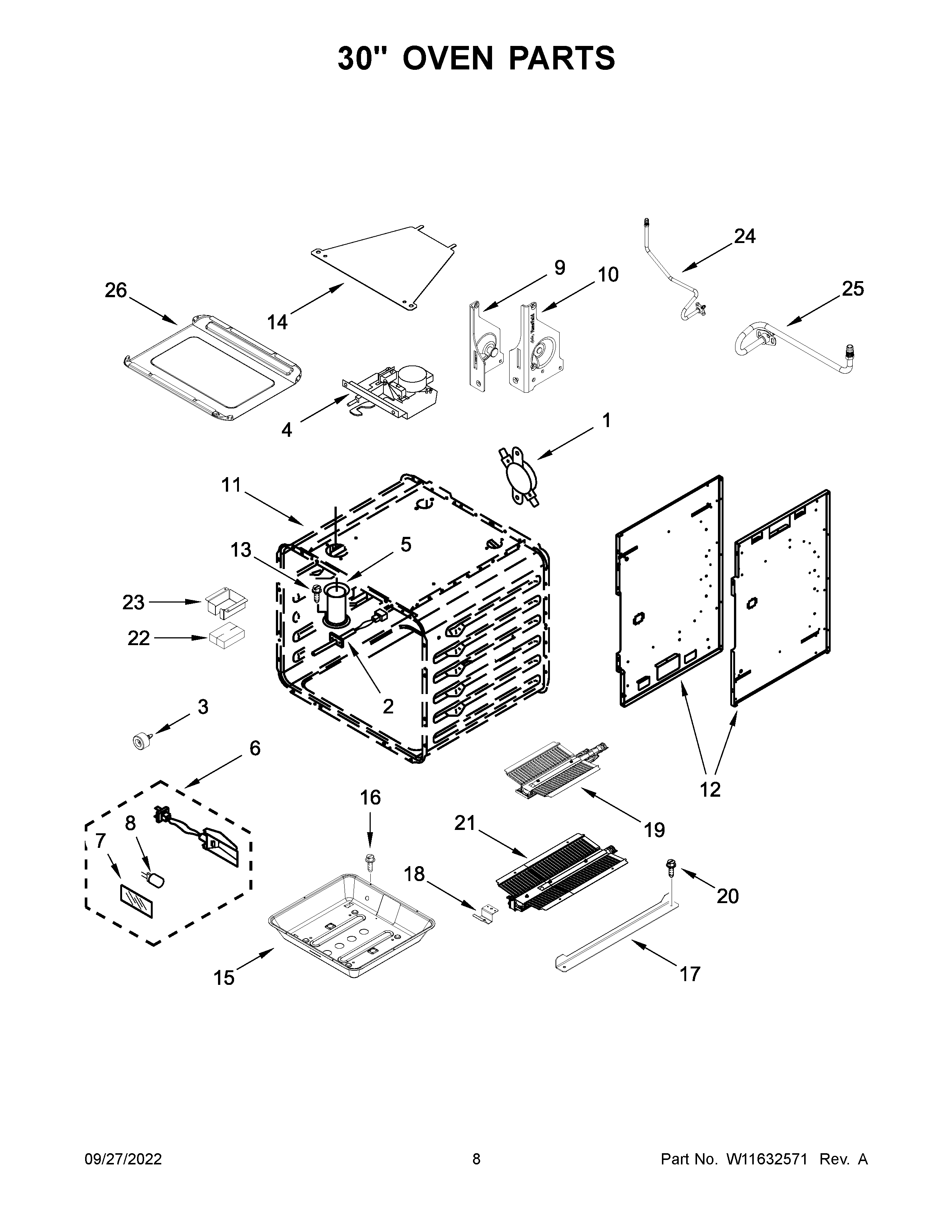30" oven parts