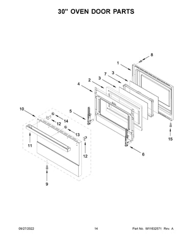 30" oven door parts