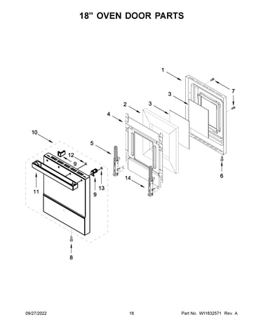 18" oven door parts