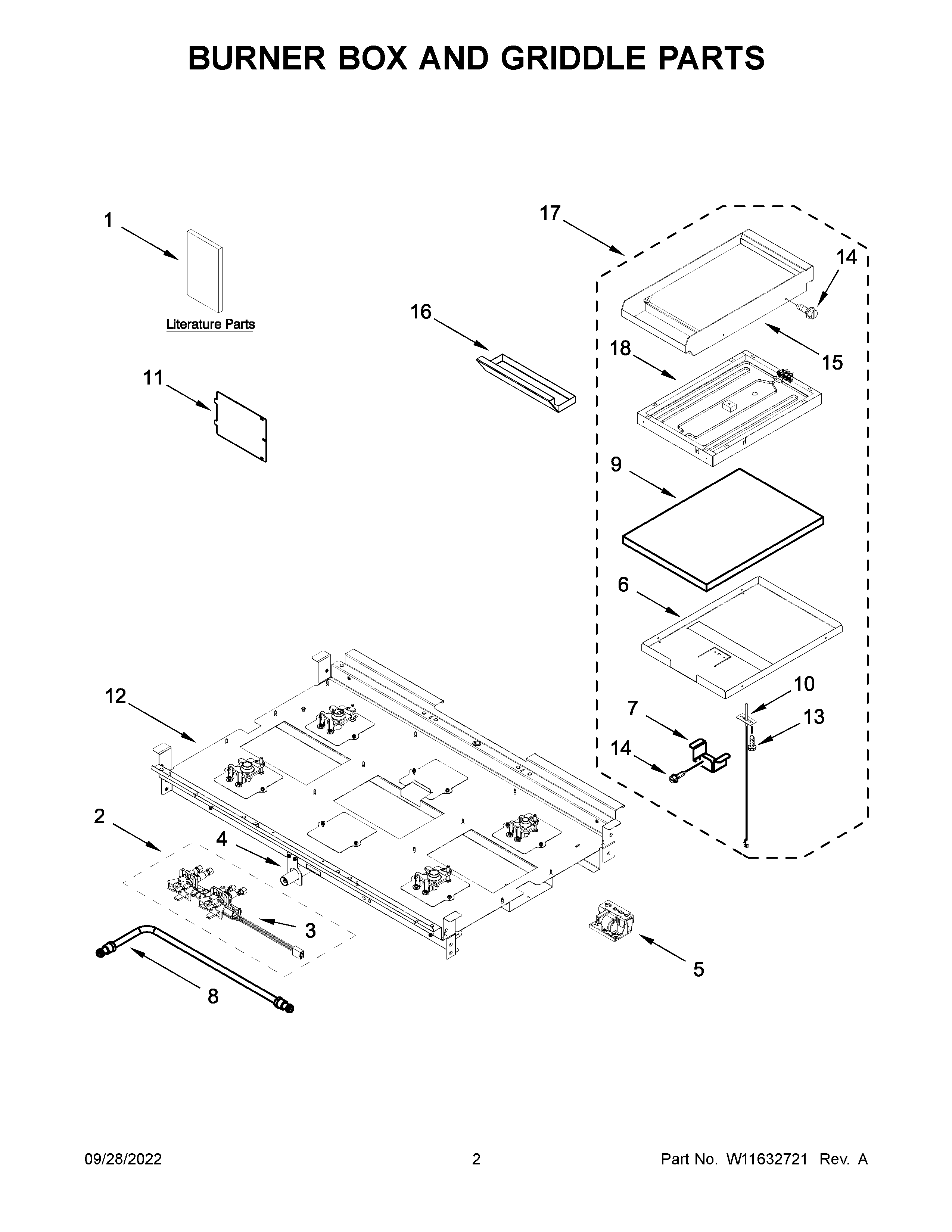 Burner box and griddle parts