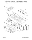 Cooktop, burner, and griddle parts