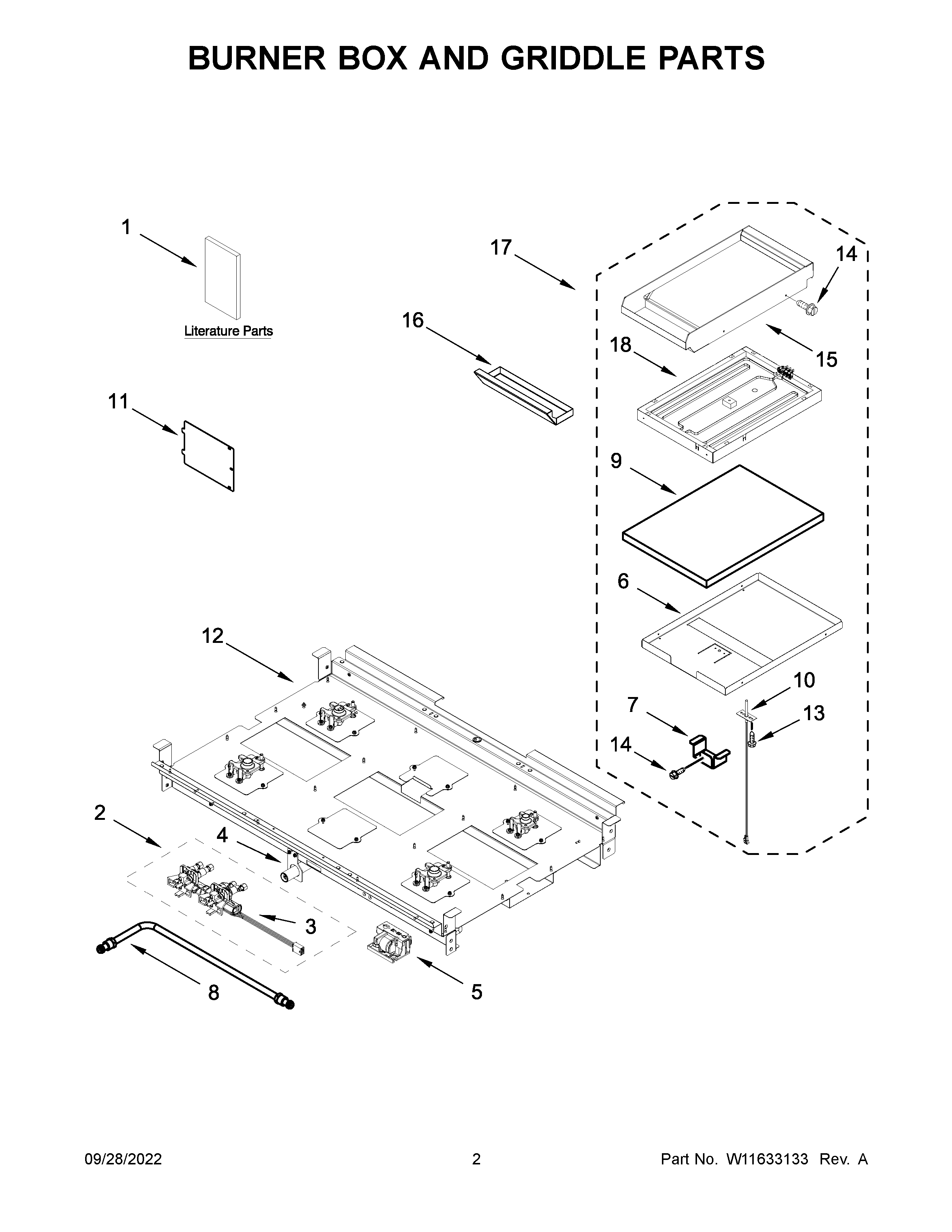 Burner box and griddle parts