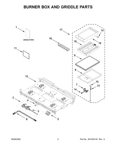 Burner box and griddle parts