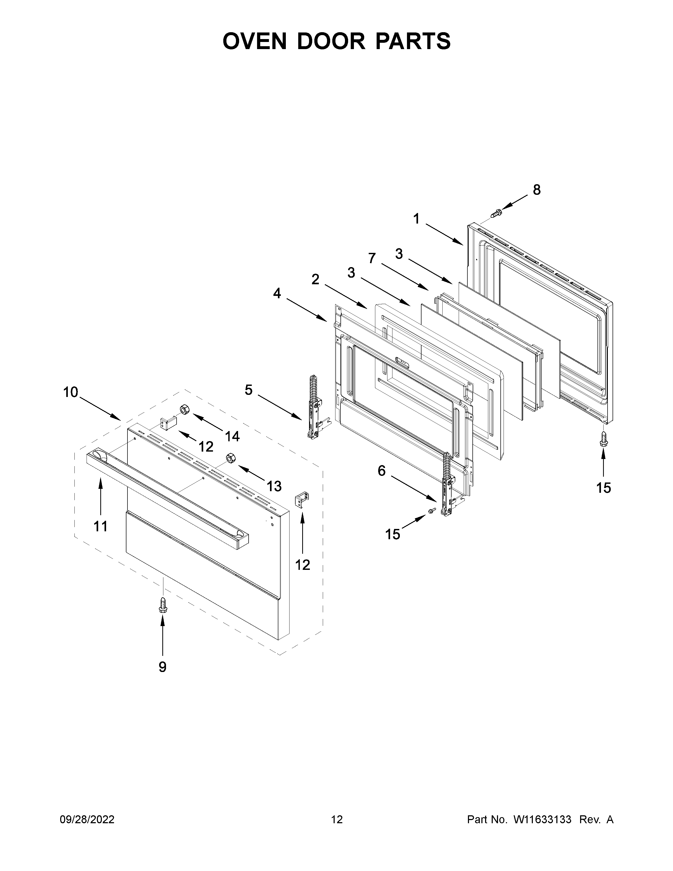 Oven door parts