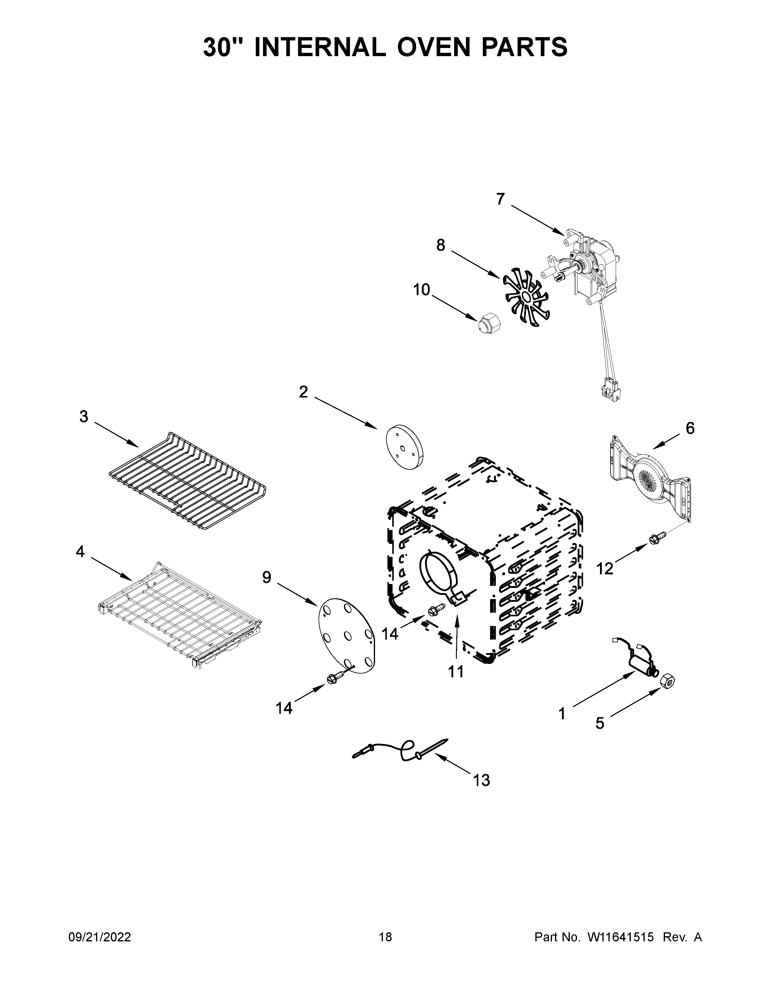 30" INTERNAL OVEN PARTS