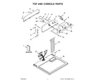 Whirlpool WGD4950HW2 top and console parts diagram