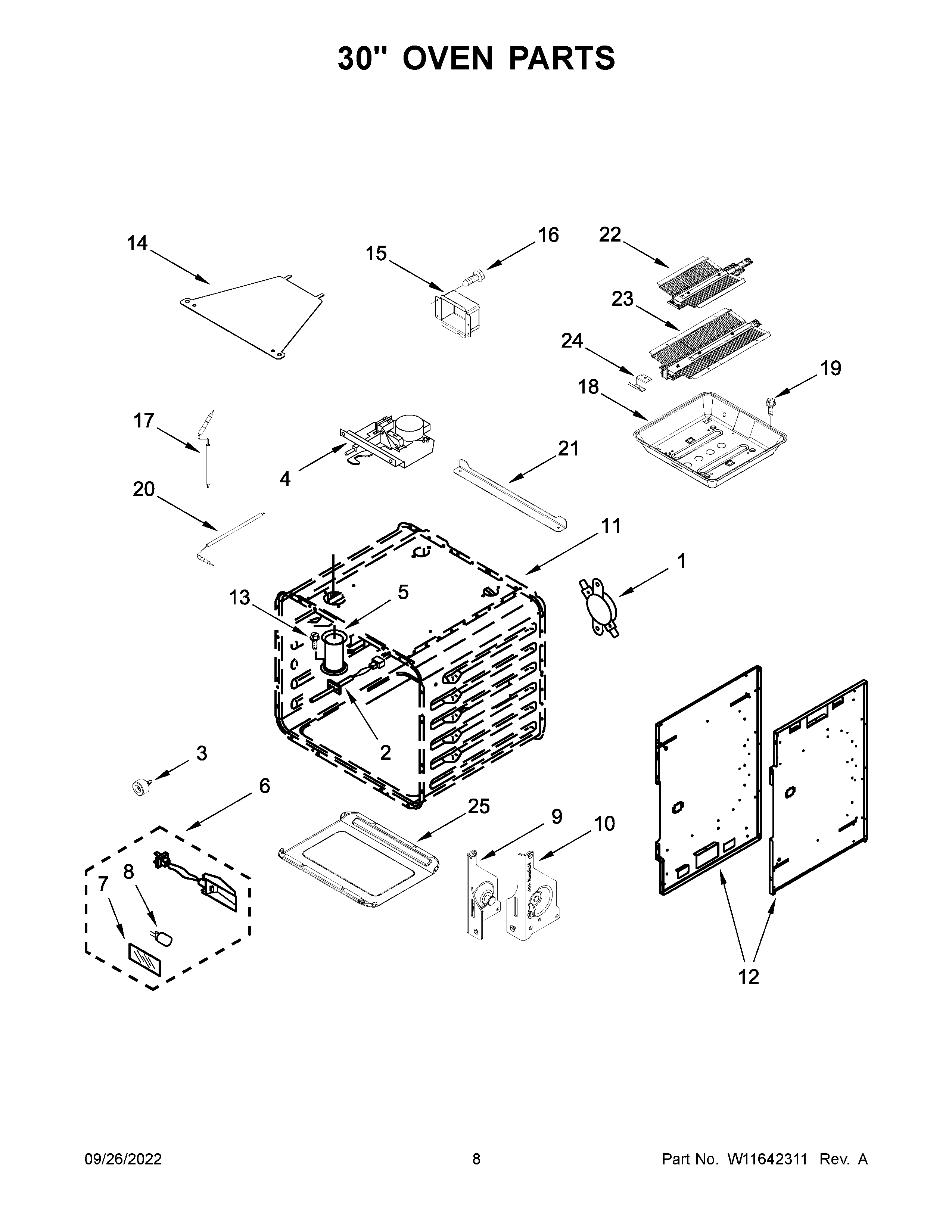 30" oven parts