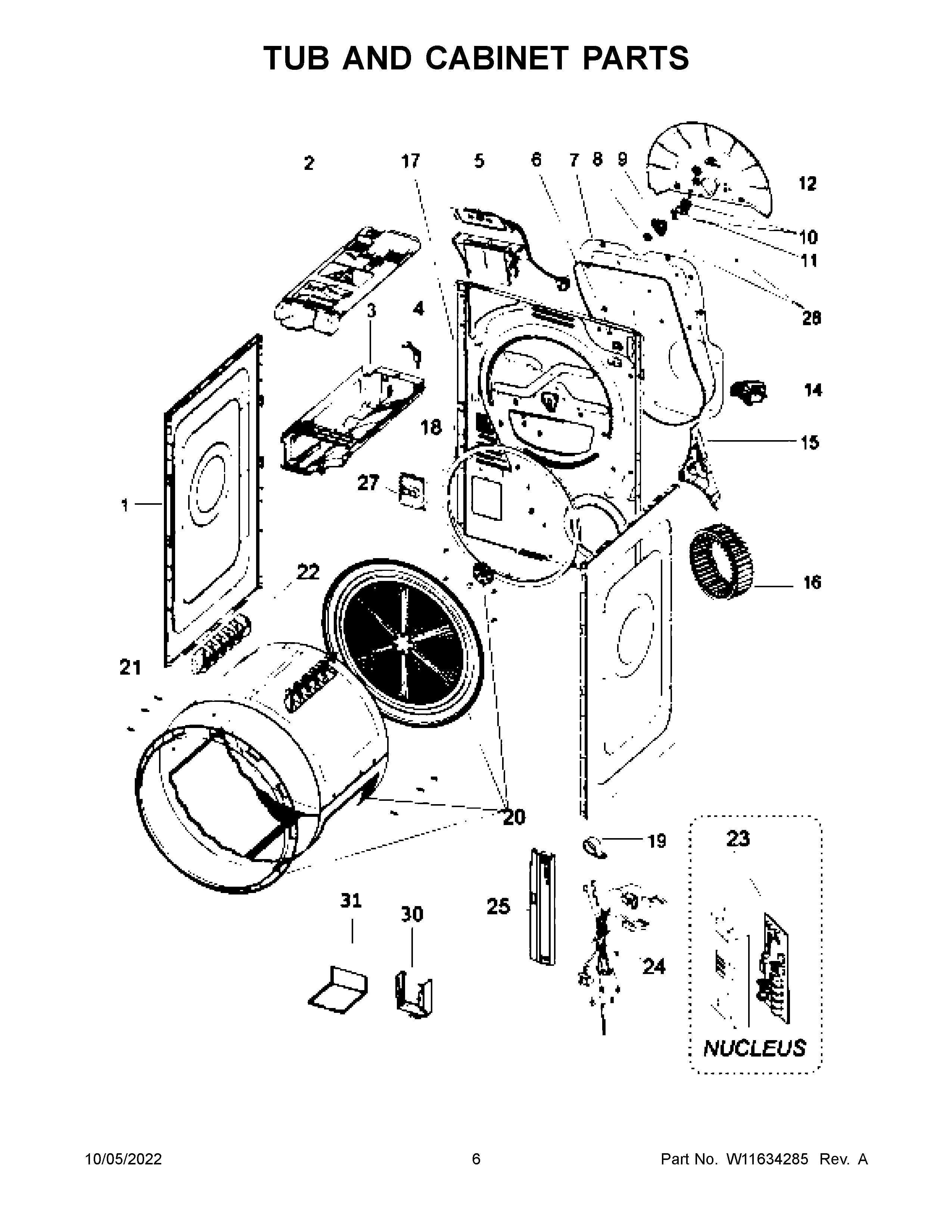 TUB AND CABINET PARTS