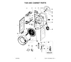 Whirlpool WCD5090JW0 tub and cabinet parts diagram