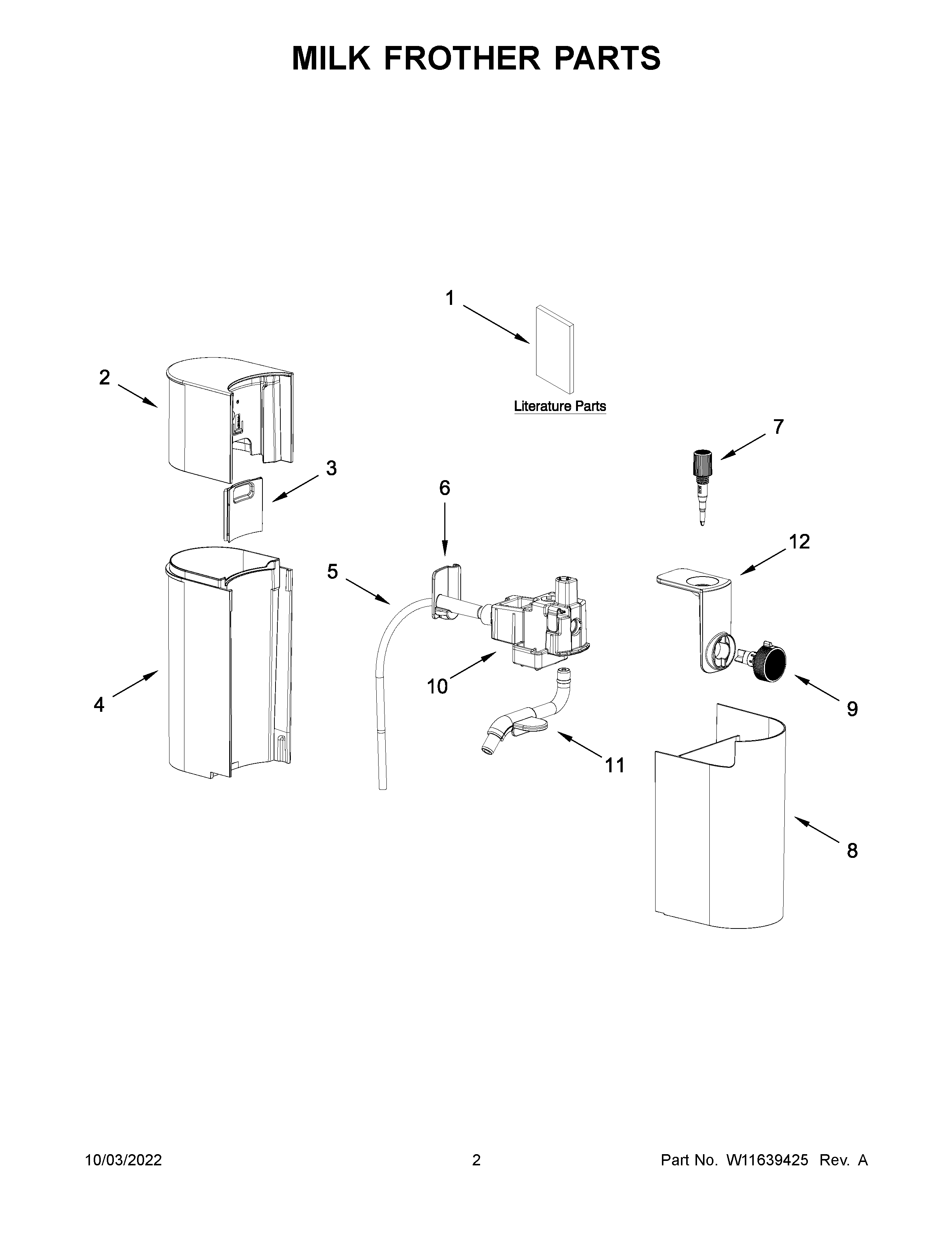 Milk frother parts