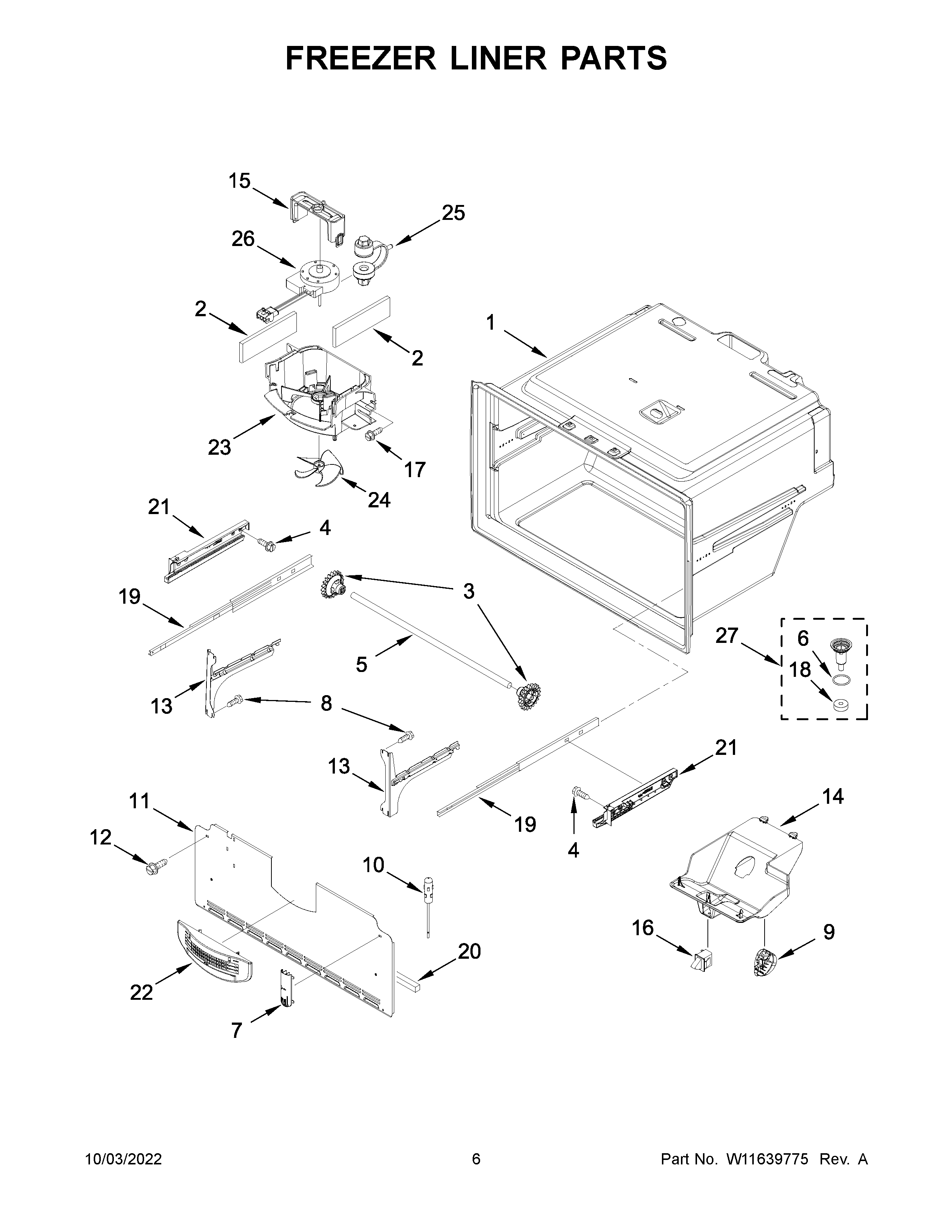 Freezer liner parts