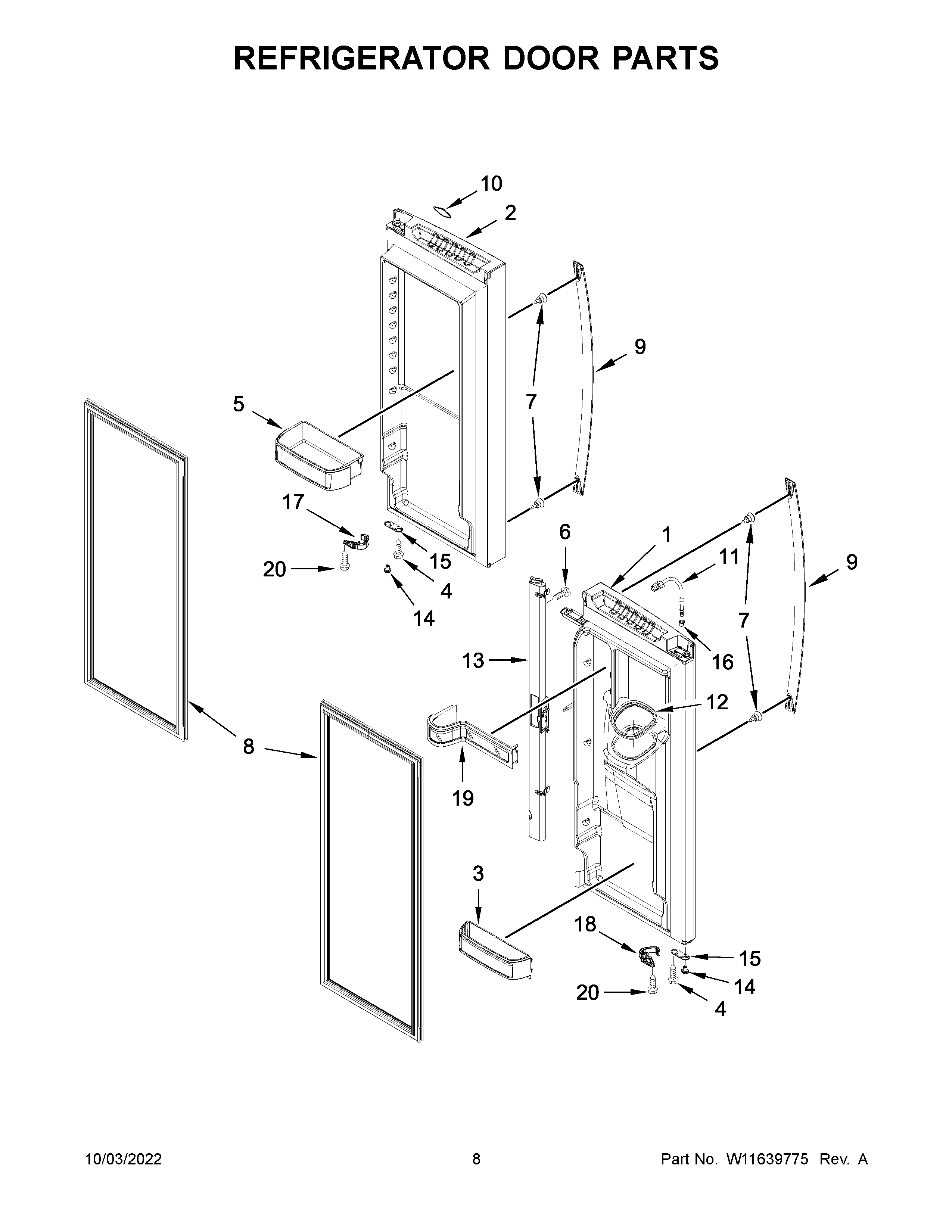 Refrigerator door parts