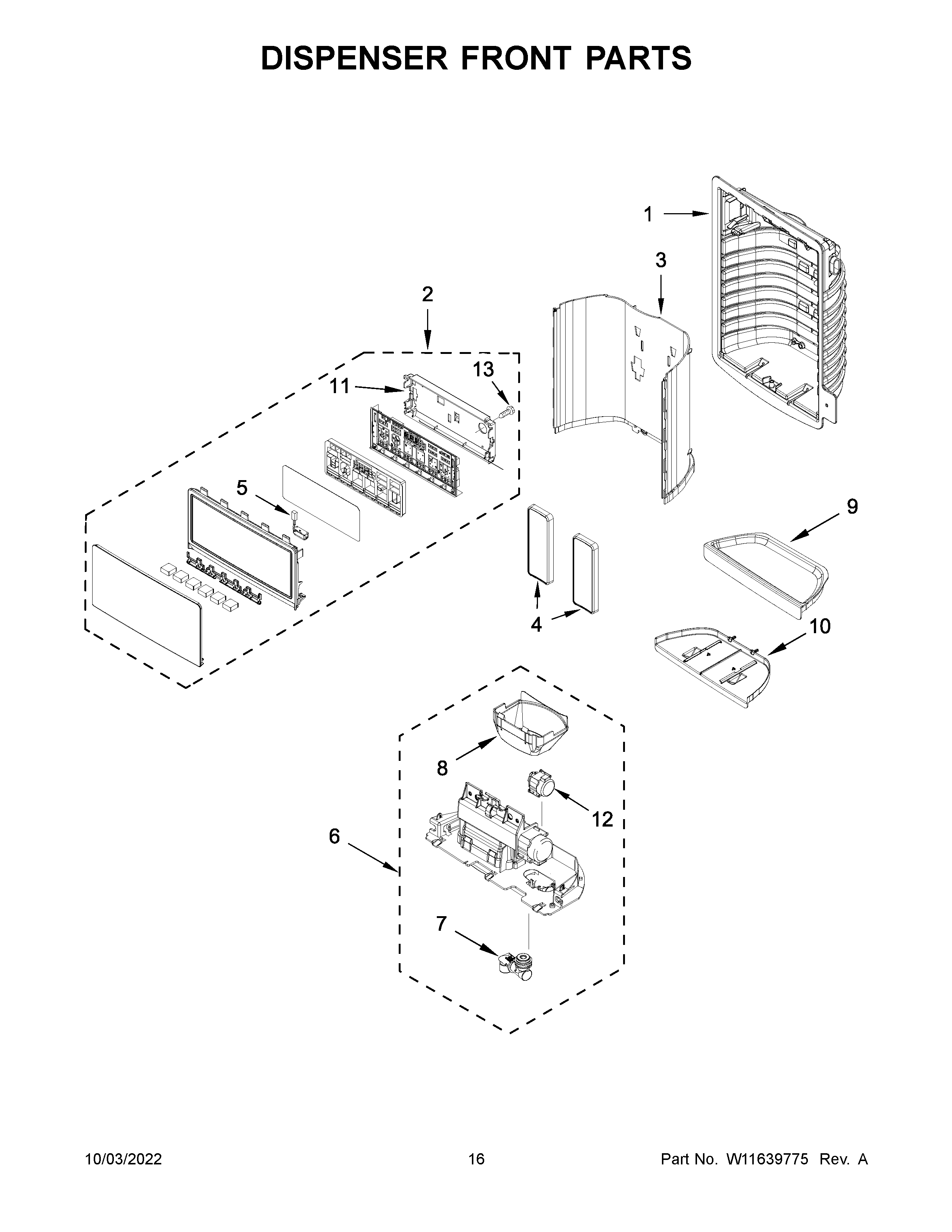 Dispenser front parts