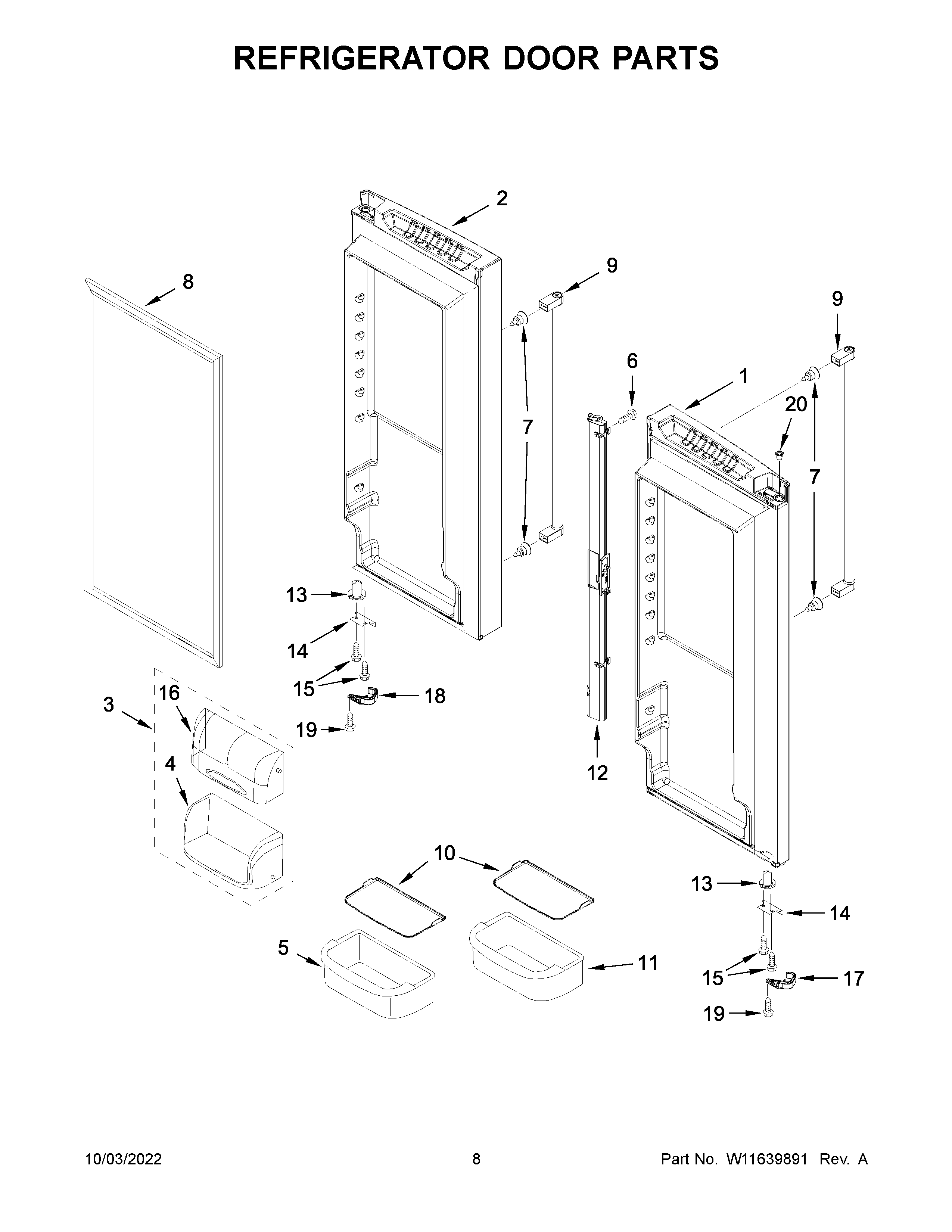 Refrigerator door parts