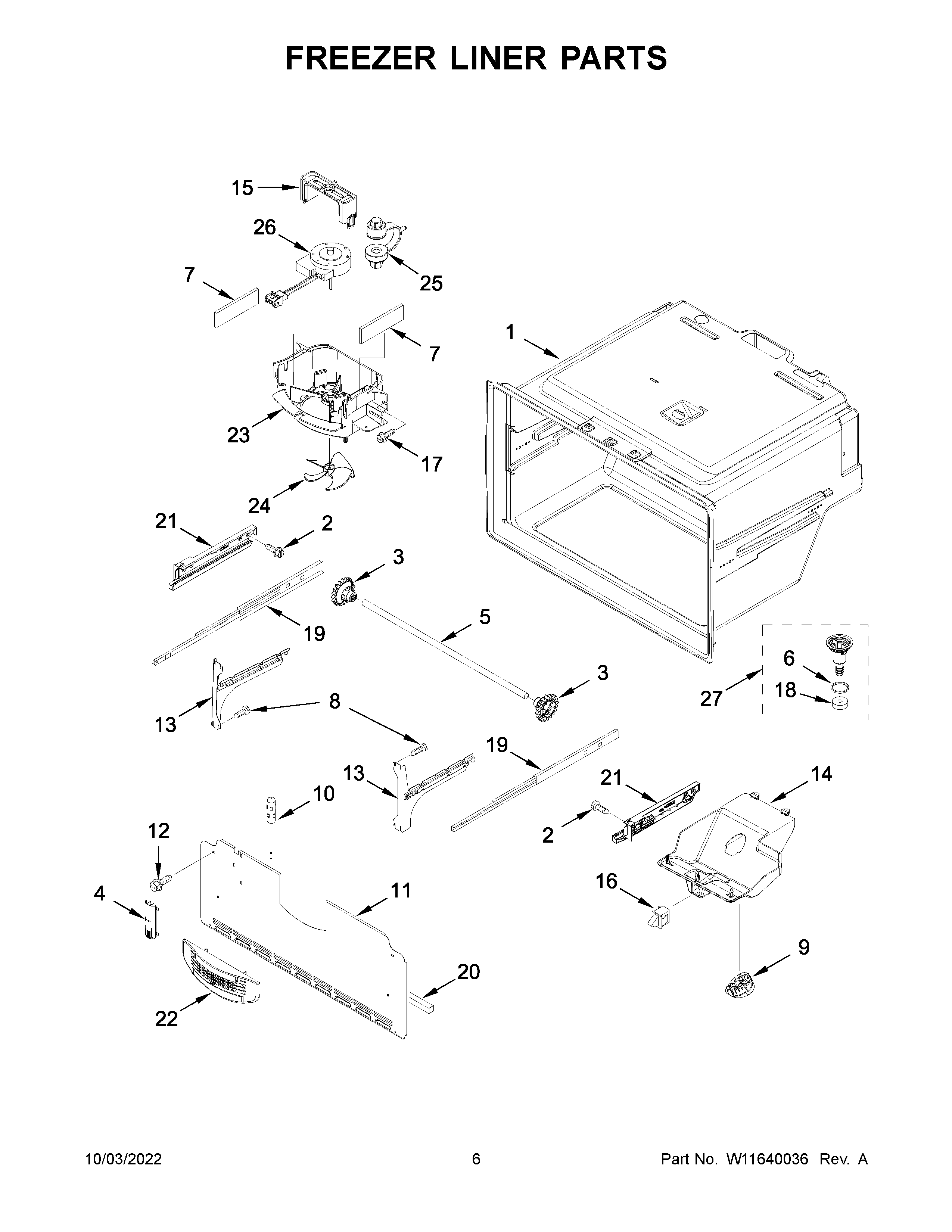 Freezer liner parts