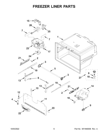 Freezer liner parts