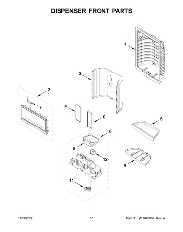 Dispenser front parts