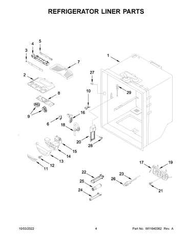 Refrigerator liner parts