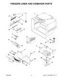 Freezer liner and icemaker parts