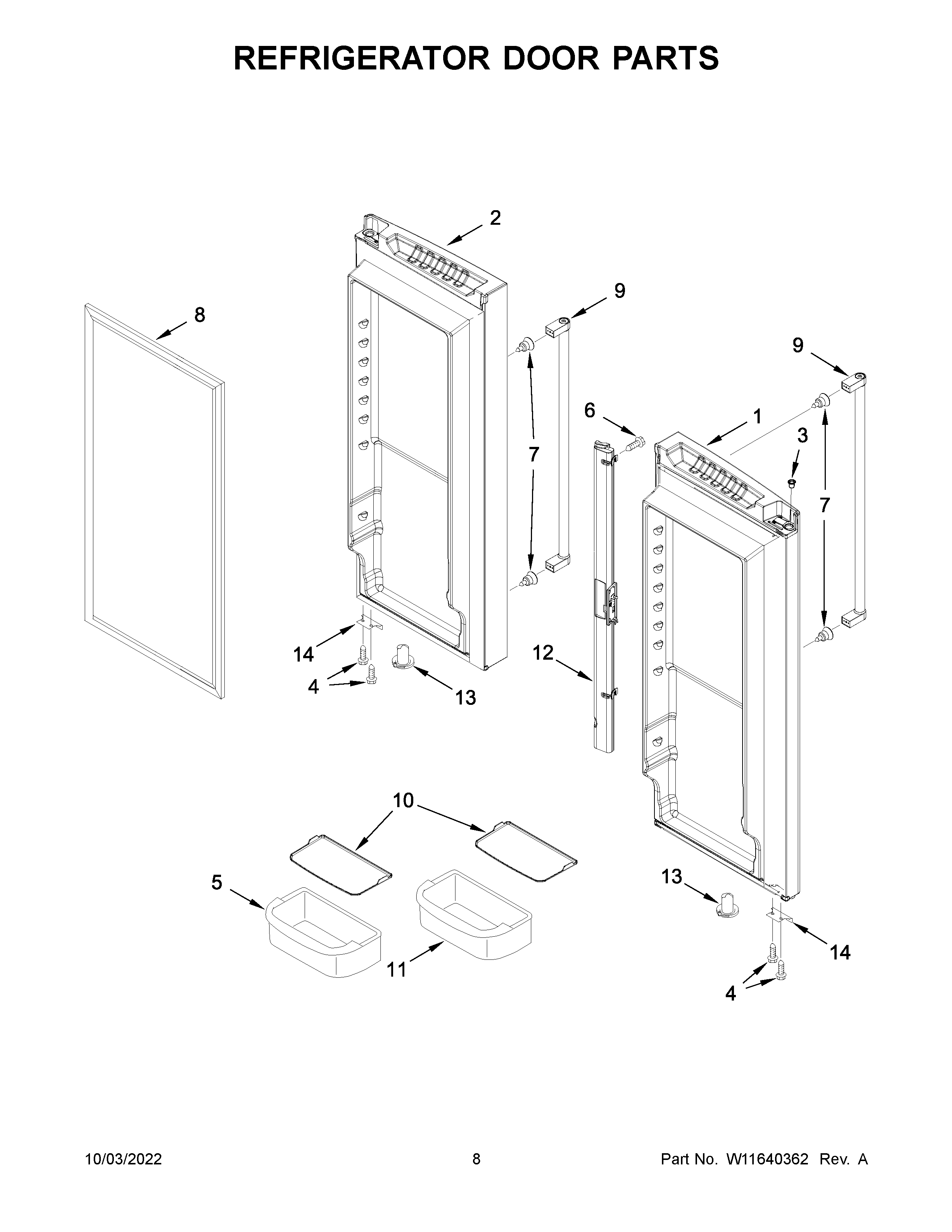 Refrigerator door parts