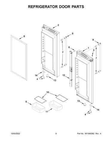 Refrigerator door parts