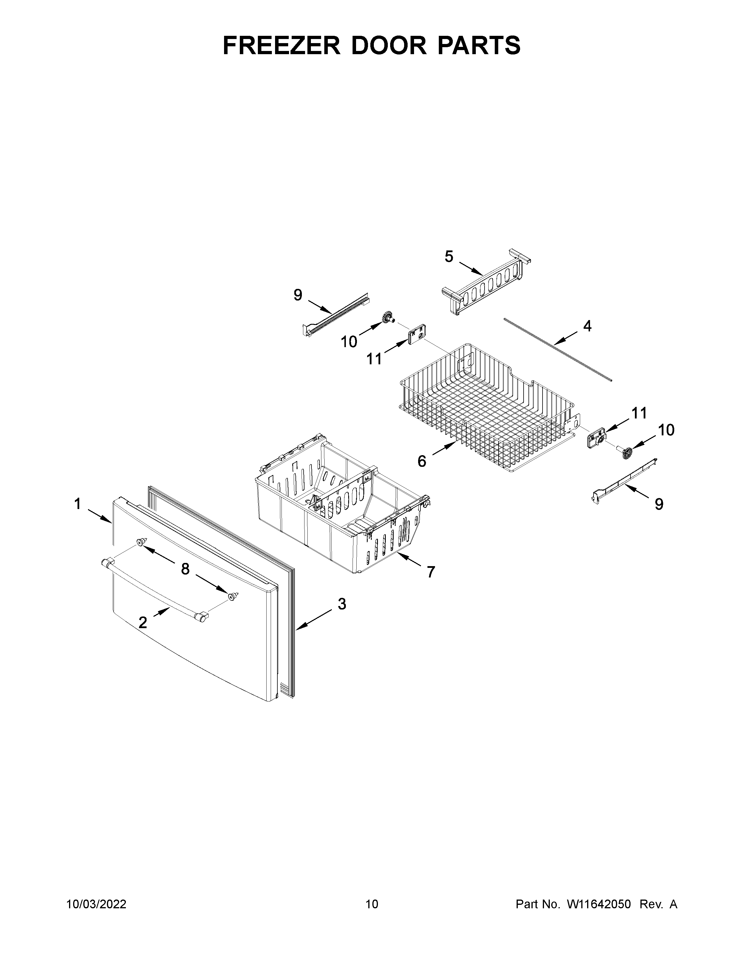 Freezer door parts