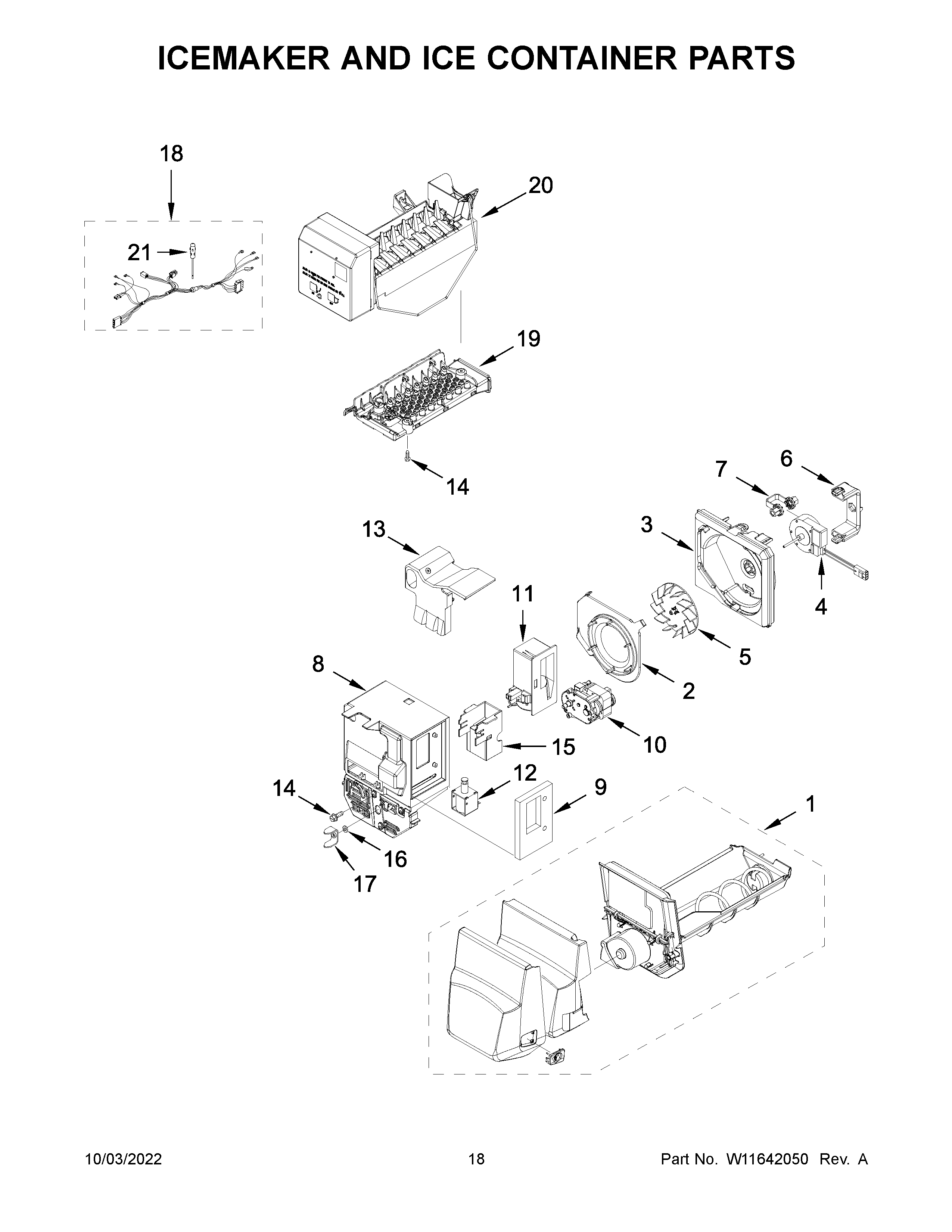 ICEMAKER AND ICE CONTAINER PARTS