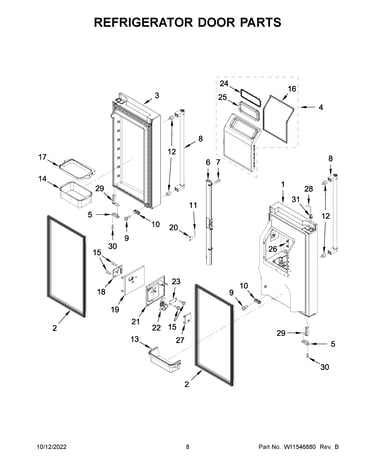 Refrigerator door parts