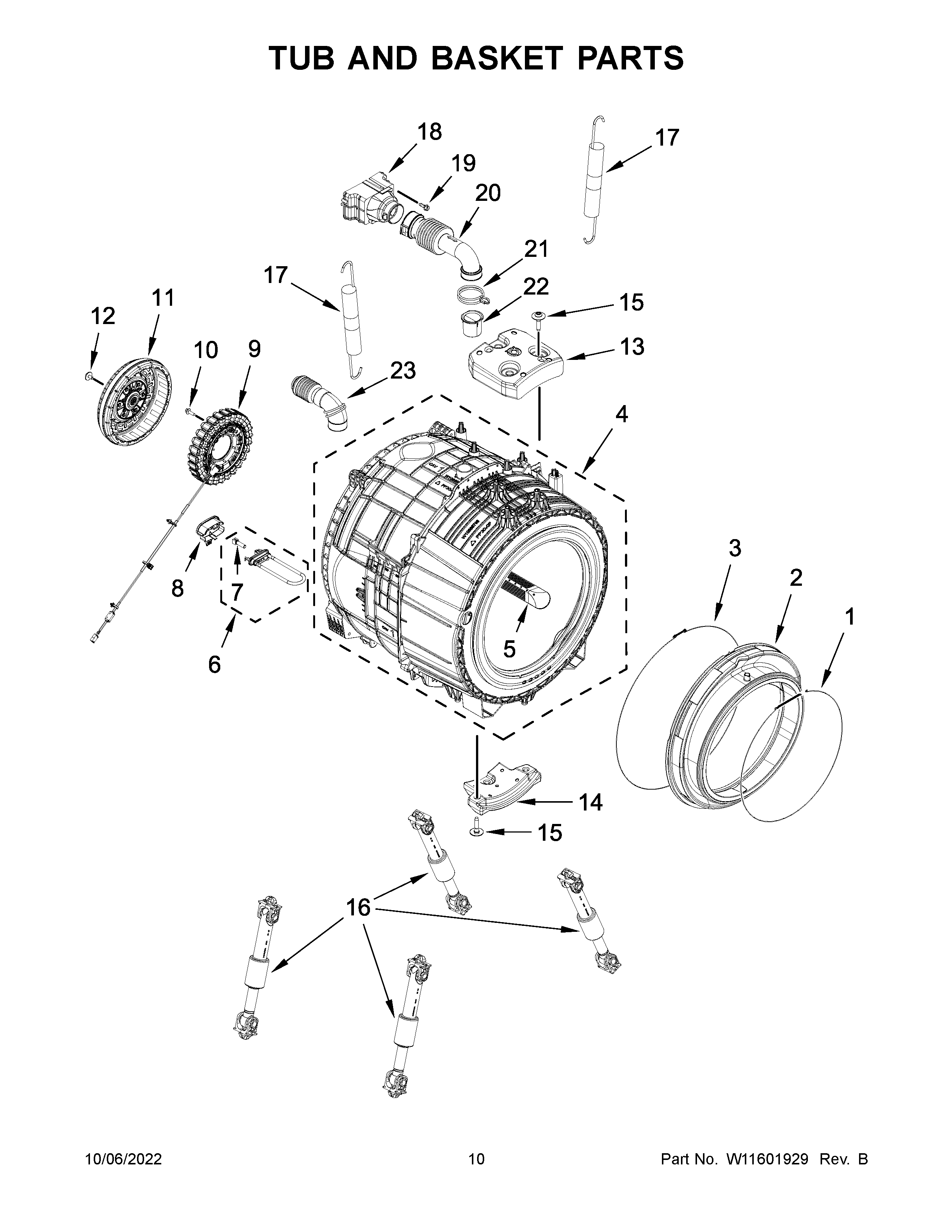 Tub and basket parts