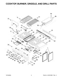 Cooktop, burner, griddle, and grill parts