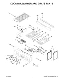 Cooktop, burner, and grate parts