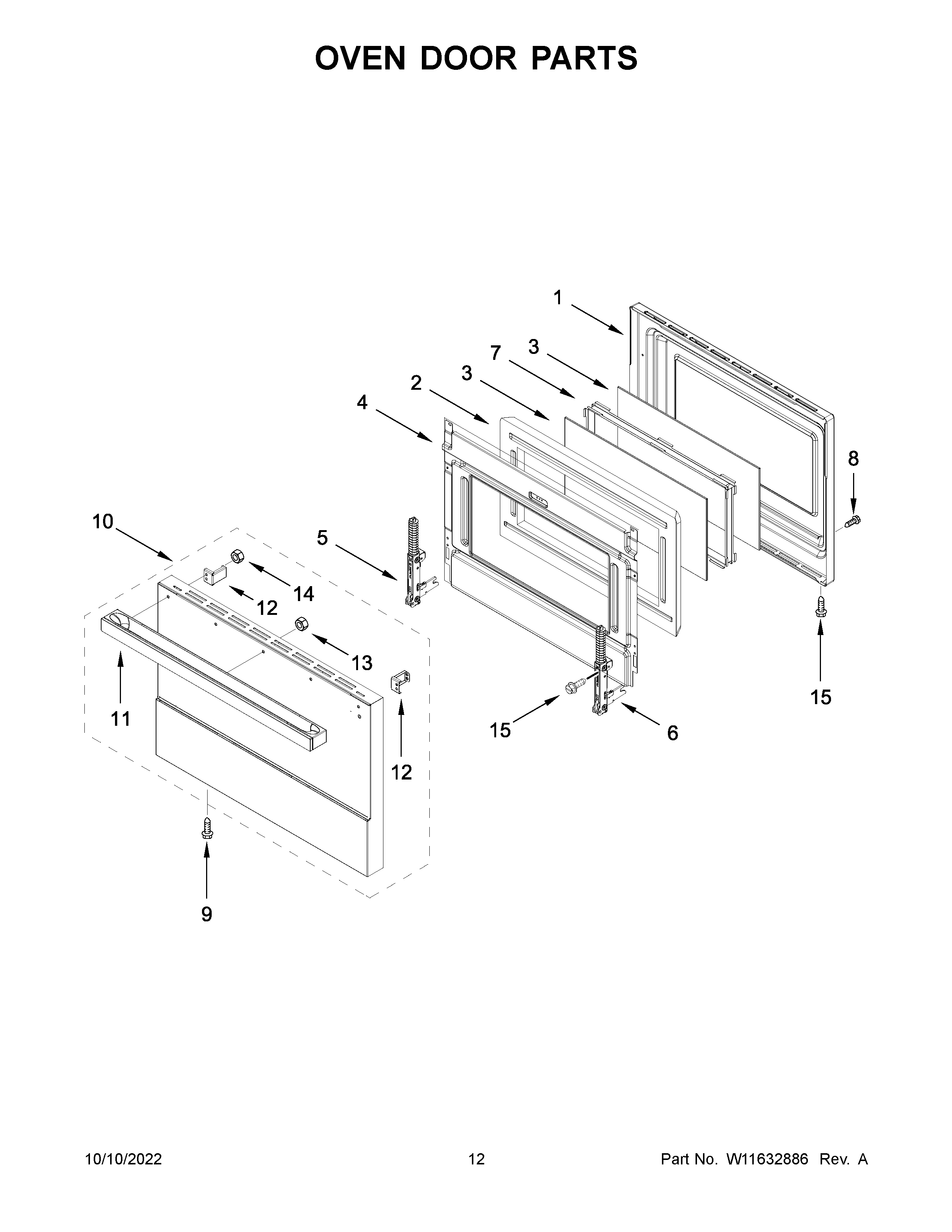 Oven door parts