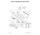 KitchenAid KFGC558JYP05 cooktop, burner and grate parts diagram