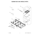 KitchenAid KFGC558JBK05 burner box and griddle parts diagram